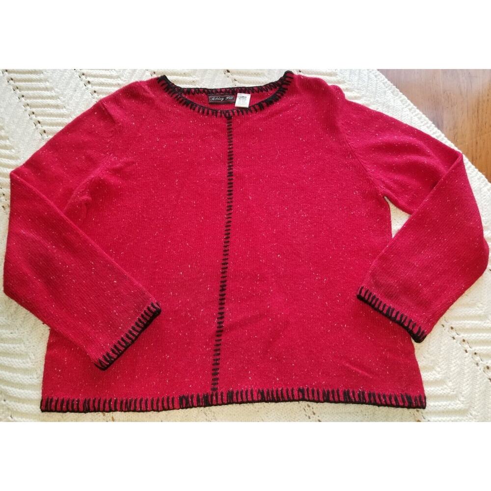 Ashley Hill Women's Size L Wool Blend Sweater Long Sleeve Pullover Red
